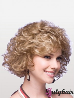 Designed Blonde Curly Chin Length Classic Wigs