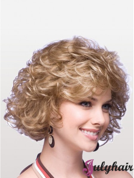 Designed Blonde Curly Chin Length Classic Wigs