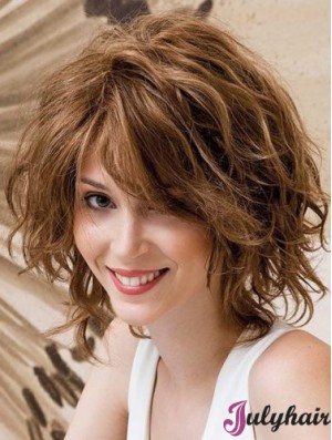 Layered Remy Human Hair Auburn Wavy Hand Knotted Wigs