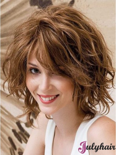 Layered Remy Human Hair Auburn Wavy Hand Knotted Wigs