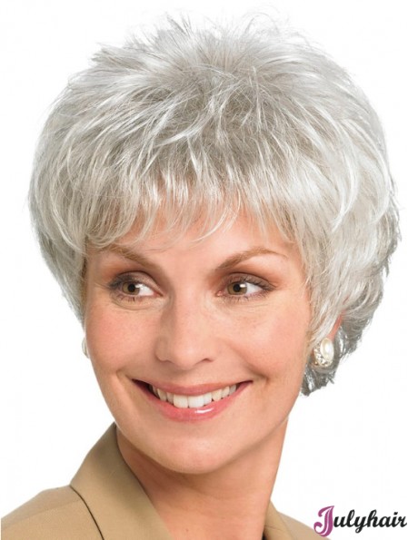 6 inch Straight Lace Front Synthetic Ideal Grey Wigs