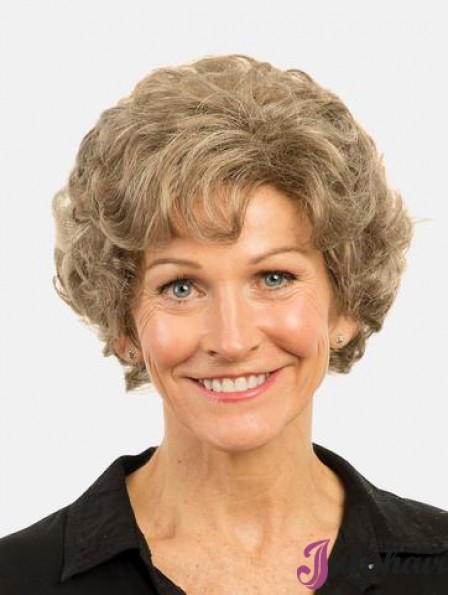 Curly Brown Monofilament Synthetic Bobs 8 inch Ladies Fashion Short Wigs