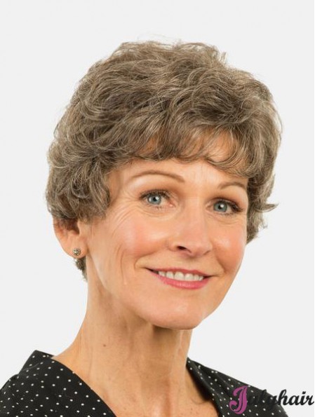 Short Monofilament Layered Brown 8 inch Curly Synthetic Wigs