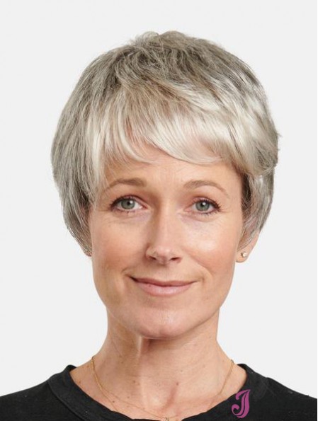 Synthetic Grey Straight 8 inch Short Incredible Monofilament Wigs