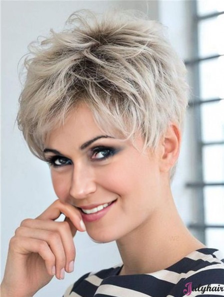 Boycuts Synthetic Stylish Blonde Capless Straight Short Wigs