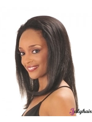 Capless Black Straight Long Indian Remy Human Hair Half Wig