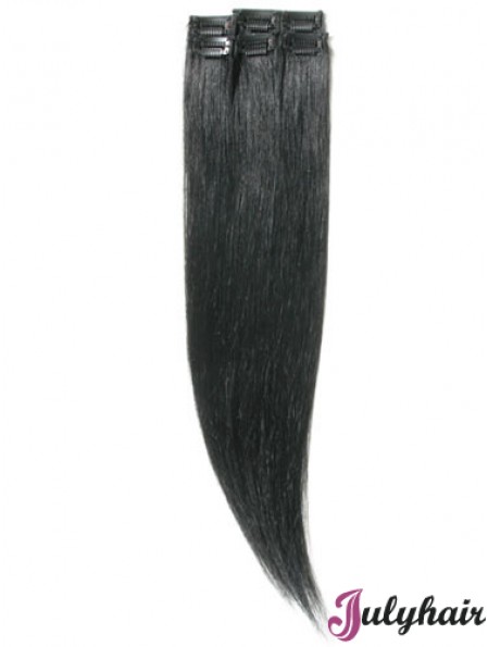 Amazing Black Straight Remy Human Hair Clip In Hair Extensions