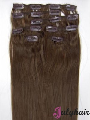 Perfect Brown Straight Remy Human Hair Clip In Hair Extensions