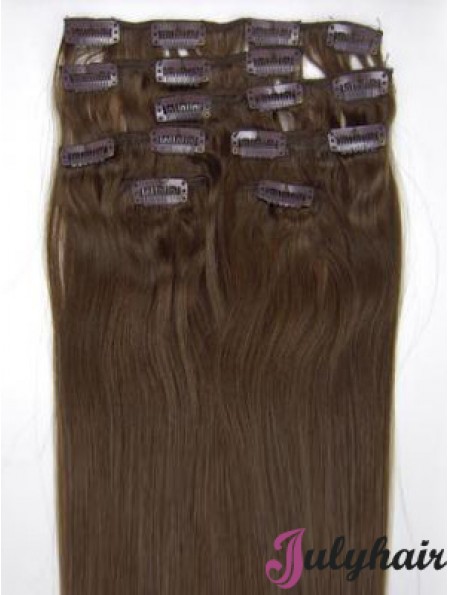 Perfect Brown Straight Remy Human Hair Clip In Hair Extensions