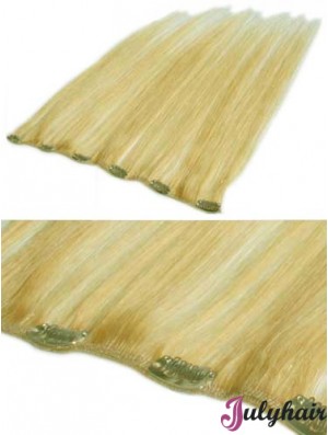 Affordable Blonde Straight Remy Human Hair Clip In Hair Extensions