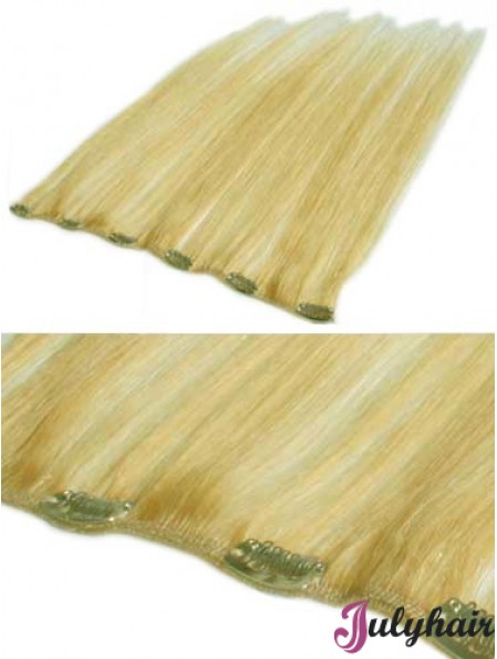 Affordable Blonde Straight Remy Human Hair Clip In Hair Extensions