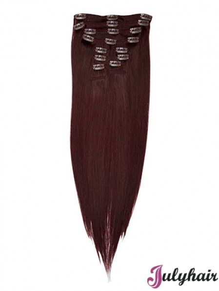 Fashionable Red Straight Remy Human Hair Clip In Hair Extensions