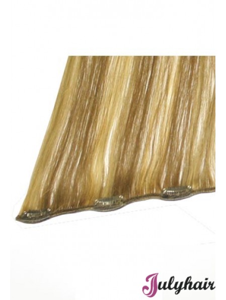 No-Fuss Blonde Straight Remy Human Hair Clip In Hair Extensions