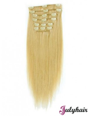 Suitable Blonde Straight Remy Human Hair Clip In Hair Extensions