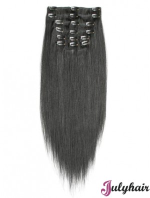 Incredible Black Straight Remy Human Hair Clip In Hair Extensions