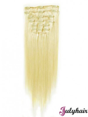 Perfect Blonde Straight Remy Human Hair Clip In Hair Extensions