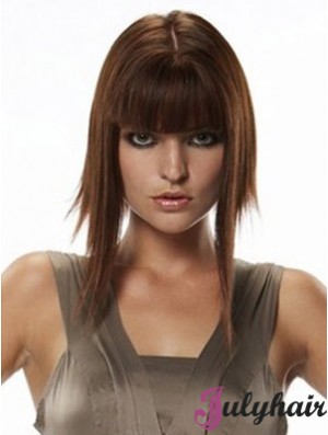 Human Hair Hairpieces Straight Style Long Length Auburn Color