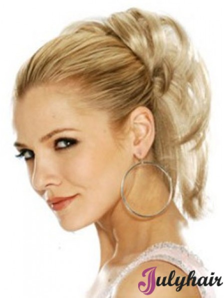 Hairpieces Clip In Blonde Color Straight Style With Synthetic