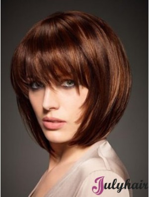 Natural Human Hair Wig Straight Style Chin Length Bobs Cut