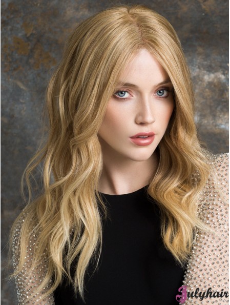 Long Lace Front Wigs Blonde Color Wavy Style Human Hair Wigs