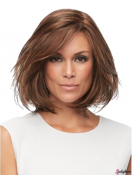 Brown Layered Straight 12 inch Remi Human Hair Wig