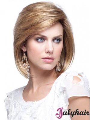 Human Hair Bob Wigs Chin Length Capless Blonde Color Bobs Cut