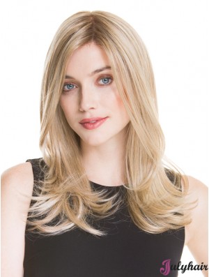 Monofilament Long Blonde Wig UK 100% Hand Tied Straight Style