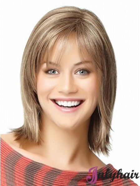 Blonde Bob Wigs Human Hair Shoulder Length Straight Wigs for Women