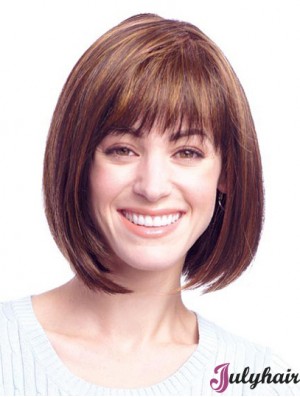 Durable Lace Human Hair Bob Wigs With Bangs Online