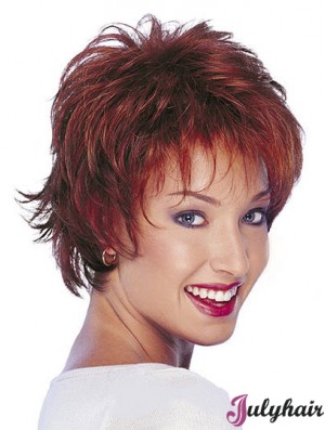 Lightweight Short Human Hair Red Wigs for Women