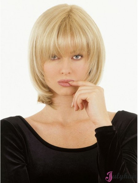 Monofilament Human Hair Topper UK Straight Style With Bangs