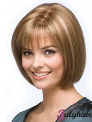 Natural Real Hair Blonde Bob Wigs For Women Chin Length