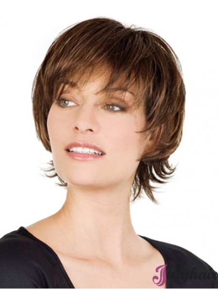 Monofilament Human Hair Wigs Sale Lace With Bangs Front Short Length