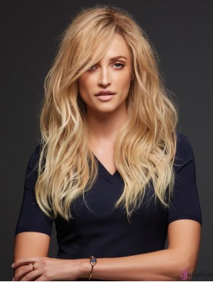 20 inch Human Hair 100% Hand Tied Blonde Wavy Monofilament Wigs