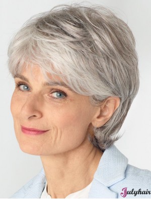 Durable Ladies Grey Wigs Lace Front Human Hair Wigs for Women