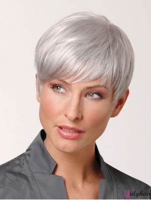 Lightweight 6 inch Grey Hair Wigs Short Lace Wigs