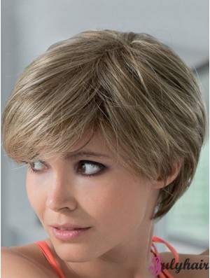 Mono Human Hair Wigs With Lace Front Short Length Boycuts