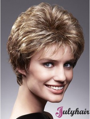 Beautiful Brown SHort Wavy Layered 4 inch Human Hair Wigs