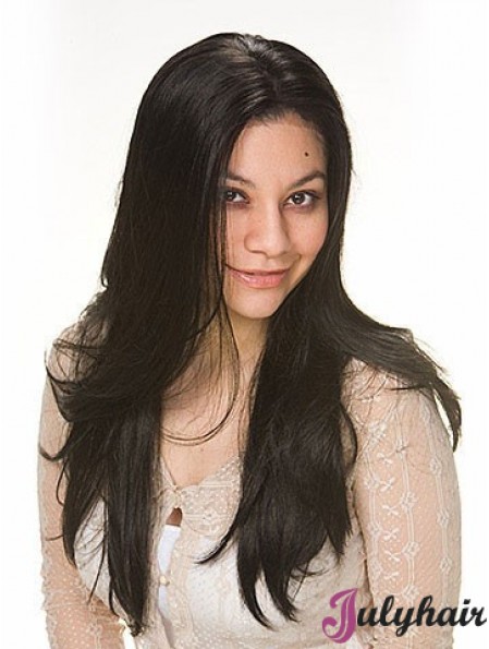 Black Human Hair Wig With Capless Blac Color Straight Style