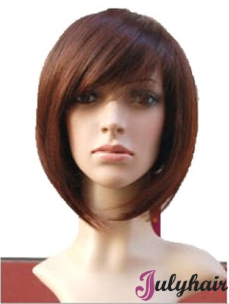 Auburn 10 inch Wavy Short Remy Human Hair Monofilament Bob Wigs