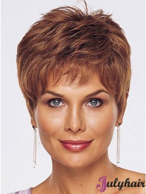 Stylish Straight Style Cropped Length Auburn Color wig