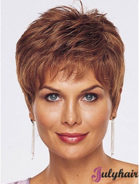 Stylish Straight Style Cropped Length Auburn Color wig