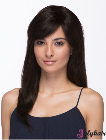 Brazilian Wigs Human Hair Long Length Brown Color With Bangs