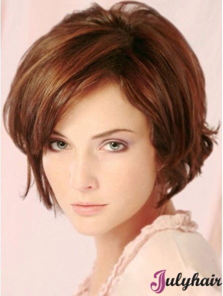 Auburn Short Cheap Wavy Layered Lace Wigs