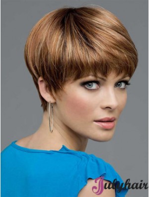 Brown Cropped Straight Boycuts Lace Front Wigs Cheap