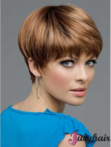 Brown Cropped Straight Boycuts Lace Front Wigs Cheap