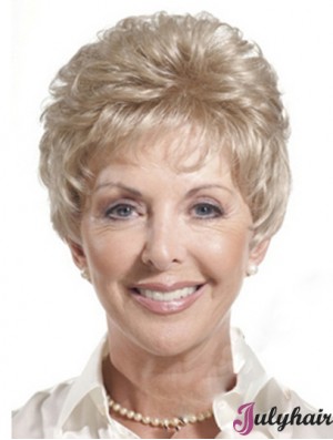 Real Hair Wigs For Older Women Cropped Length Auburn Color Classic Cuts