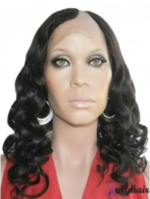 18 inch Lace Front Curly Black Perfect U Part Wigs