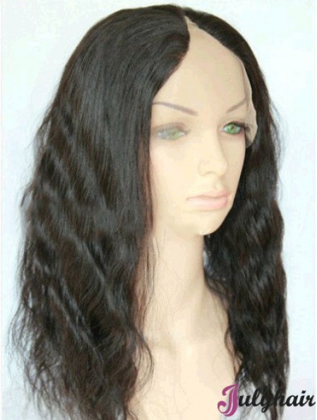 16 inch Lace Front Wavy Black Suitable U Part Wigs