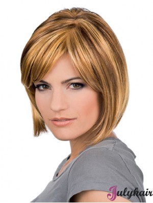 Chin Length Blonde Sleek 10 inch Wavy Bob Wigs